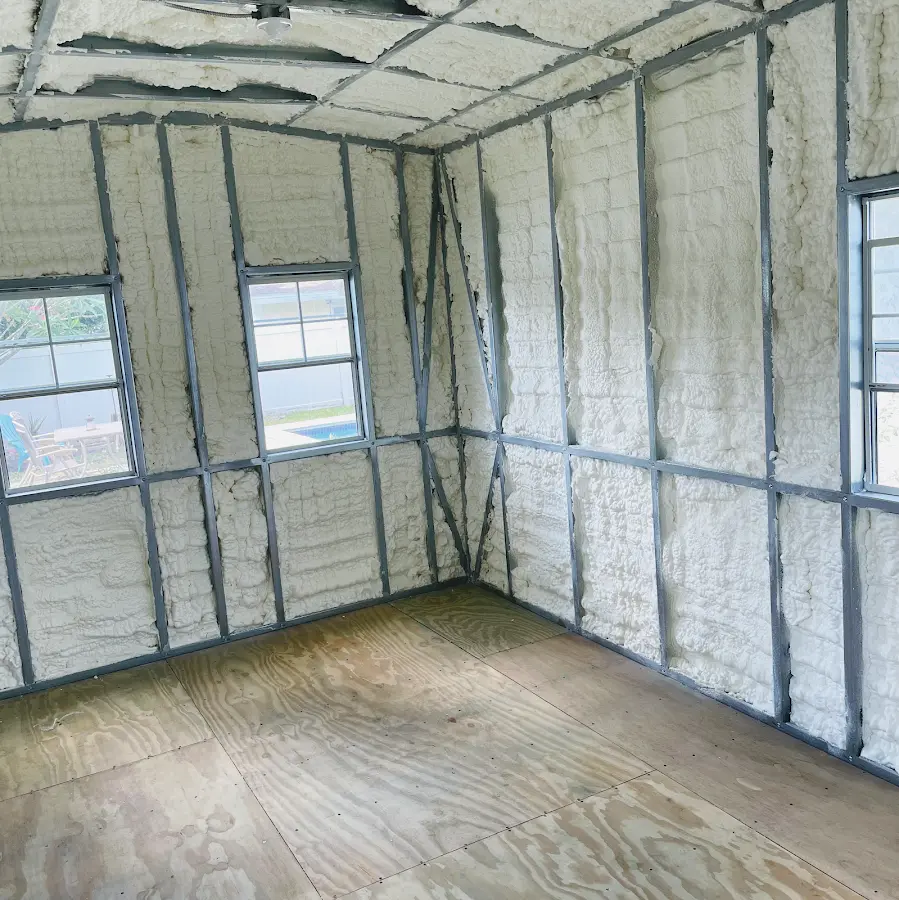Closed-cell spray foam insulation applied to wall cavities in a residential project in Battlement Mesa